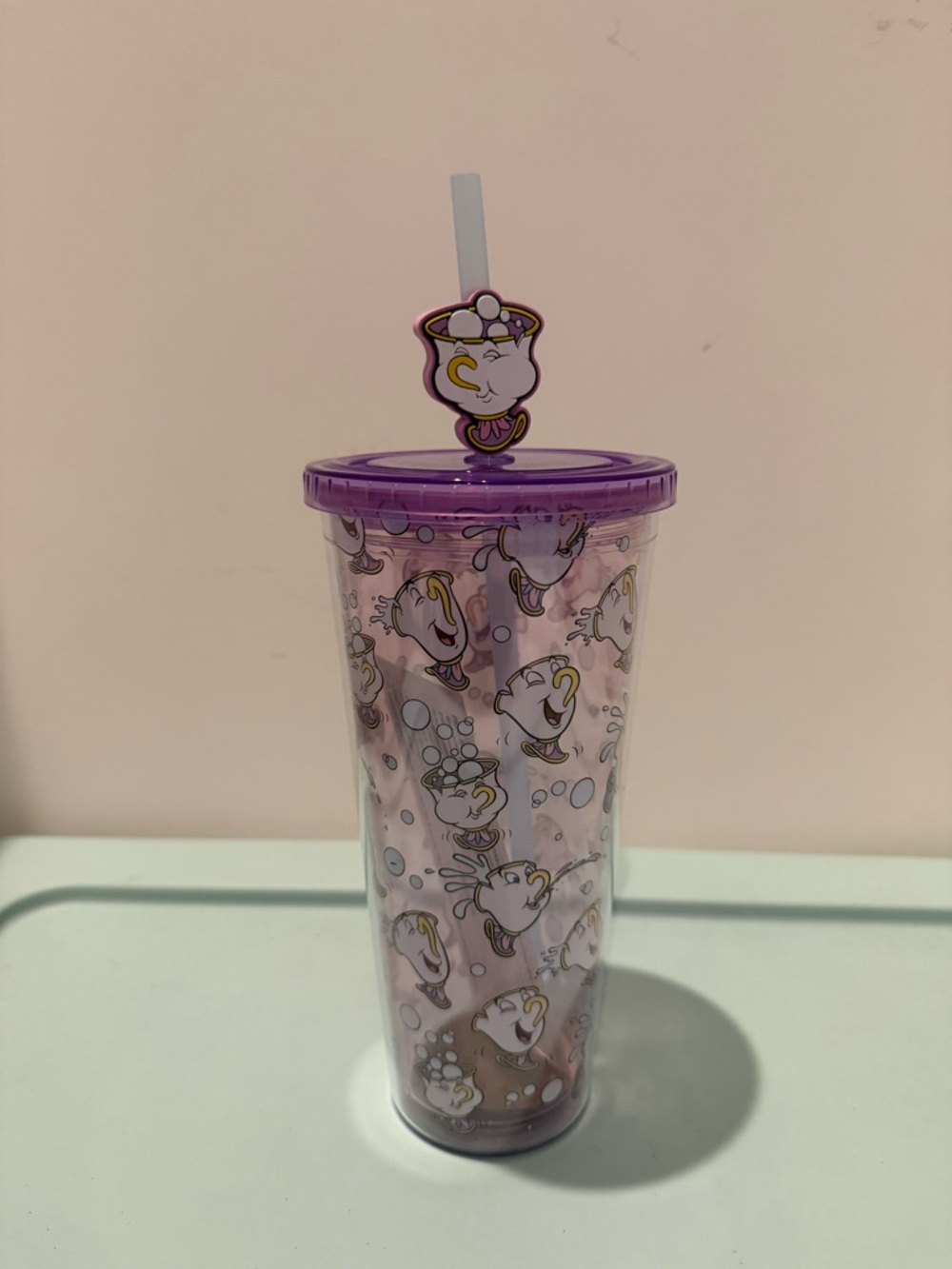 Absolutely Adorable Chip Bubble Tumbler with Straw- 24 oz- NWT